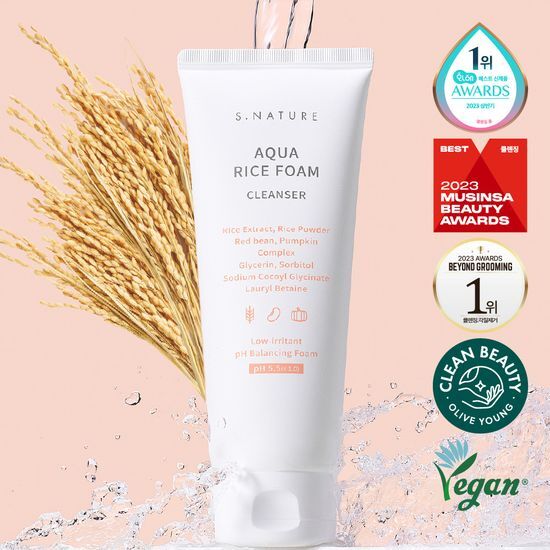 S.NATURE - Aqua Rice Foam Cleanser 米萃水潤胺基酸潔面乳 80ml