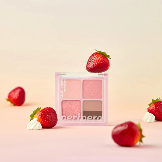 🍓 Peripera Ink Pocket Shadow Palette #07 Spring Strawberries In The Sun|Soft Berry Edition・韓系四色眼影盤・粉嫩草莓色系推薦