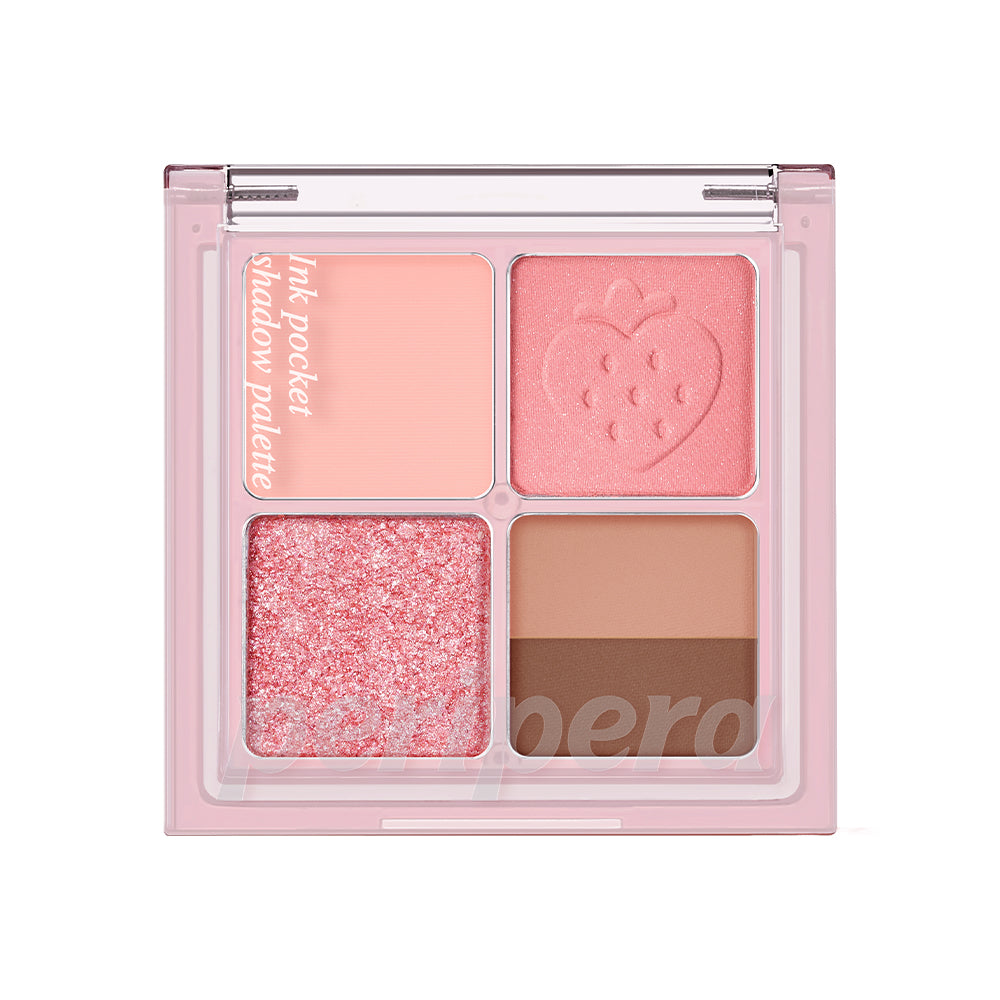 🍓 Peripera Ink Pocket Shadow Palette #07 Spring Strawberries In The Sun｜Soft Berry Edition・韓系四色眼影盤・粉嫩草莓色系推薦