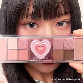 [現貨] Peripera 多功能彩妝盤｜All Take Mood Like Palette #01 Prestige Pink — 玫瑰色系眼影・腮紅・高光三合一・韓系約會妝感