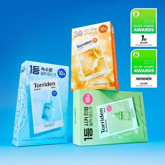 【Olive Young 直送】 Torriden 多功面膜 10枚 （榮獲冠軍／保濕、舒緩、亮白可選）