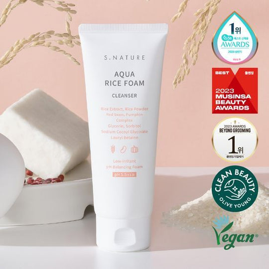 S.NATURE - Aqua Rice Foam Cleanser 米萃水潤胺基酸潔面乳 80ml