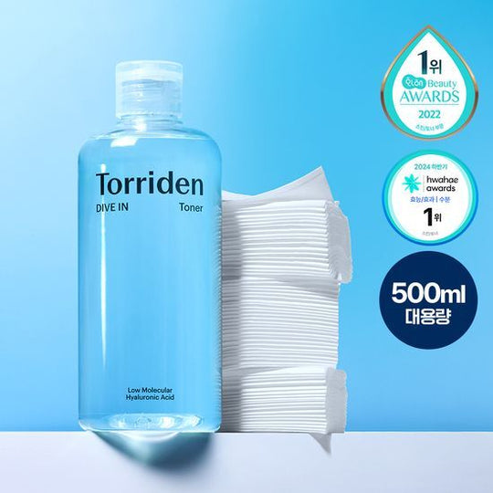 【Olive Young 直送】 Torriden Dive-In 低分子透明質酸爽膚水 500ml (+化妝棉60枚)