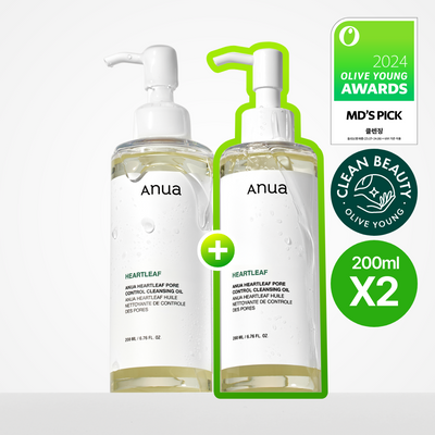 【Olive Young 直送】ANUA 積雪草毛孔潔淨卸妝油 200ml×2（溫和清潔・控油護理）