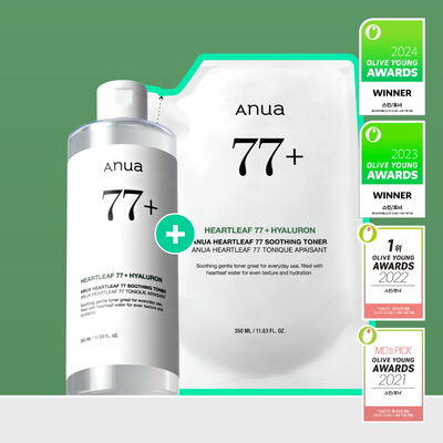 【Olive Young 直送】ANUA 積雪草77舒緩爽膚水 350ml 企劃（附350ml補充包・大容量組）