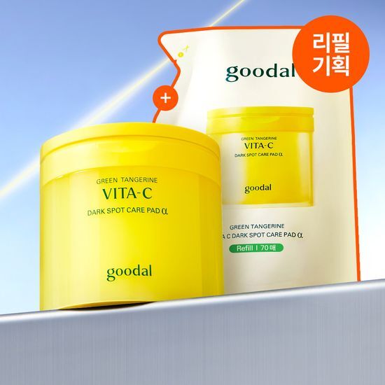 【Olive Young 直送】Goodal 青柑橘維他命C 淡斑爽膚棉 Alpha 升級版 70片 特別套裝 (+70片補充裝)
