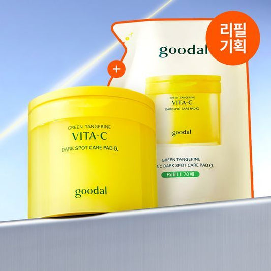 【Olive Young 直送】Goodal 青柑橘維他命C 淡斑爽膚棉 Alpha 升級版 70片 特別套裝 (+70片補充裝)