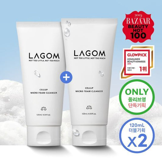 【Olive Young 直送】 Lagom 明星微細保濕泡沫潔面 120ml ×2 (1+1套裝)