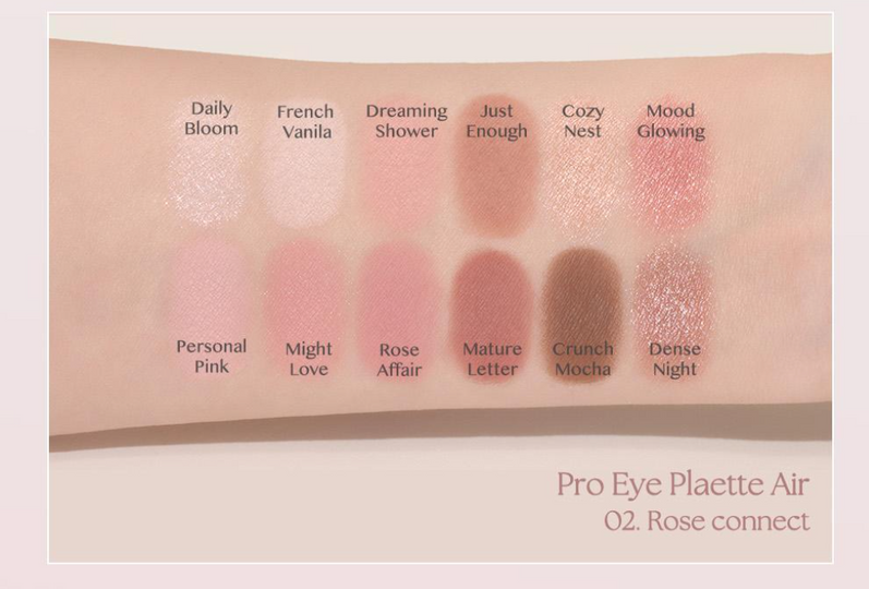 現貨｜CLIO - Pro Eye Palette Air 持久輕盈滑順12色眼影盤 #02 Rose Connect