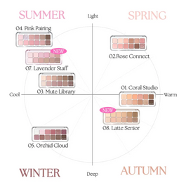 ［現貨］CLIO 持久輕盈12色眼影盤｜Pro Eye Palette Air #02 Rose Connect — 韓系玫瑰眼妝・霧面珠光閃片一盤搞掂・新手友好眼影盤