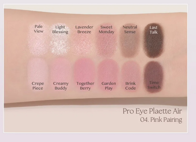 CLIO - Pro Eye Palette Air 持久輕盈滑順12色眼影盤 - # 04Pink Pairing