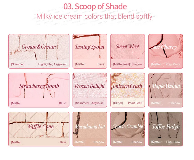 CLIO - Shade & Shadow Palette 多功能彩妝盤 #03 Scoop of Shade（雪糕特別版）