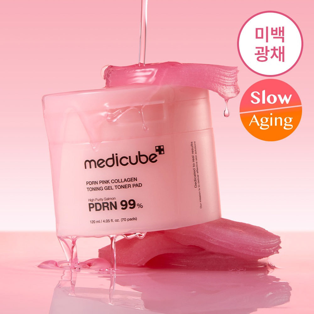 【Olive Young 直送】Medicube PDRN 粉紅膠原爽膚水棉片 70片+10片