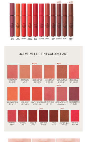 3CE - Velvet Lip Tint 霧面啞光唇彩